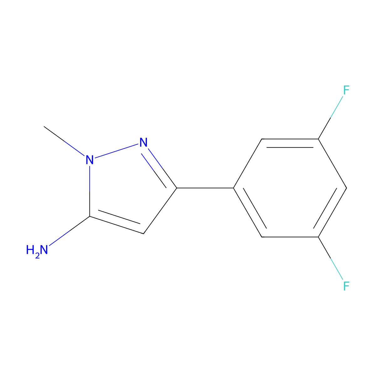 3-(3,5-Difluorophenyl)-1-methyl-1H-pyrazol-5-amine molecular structure, CAS 1019010-72-0