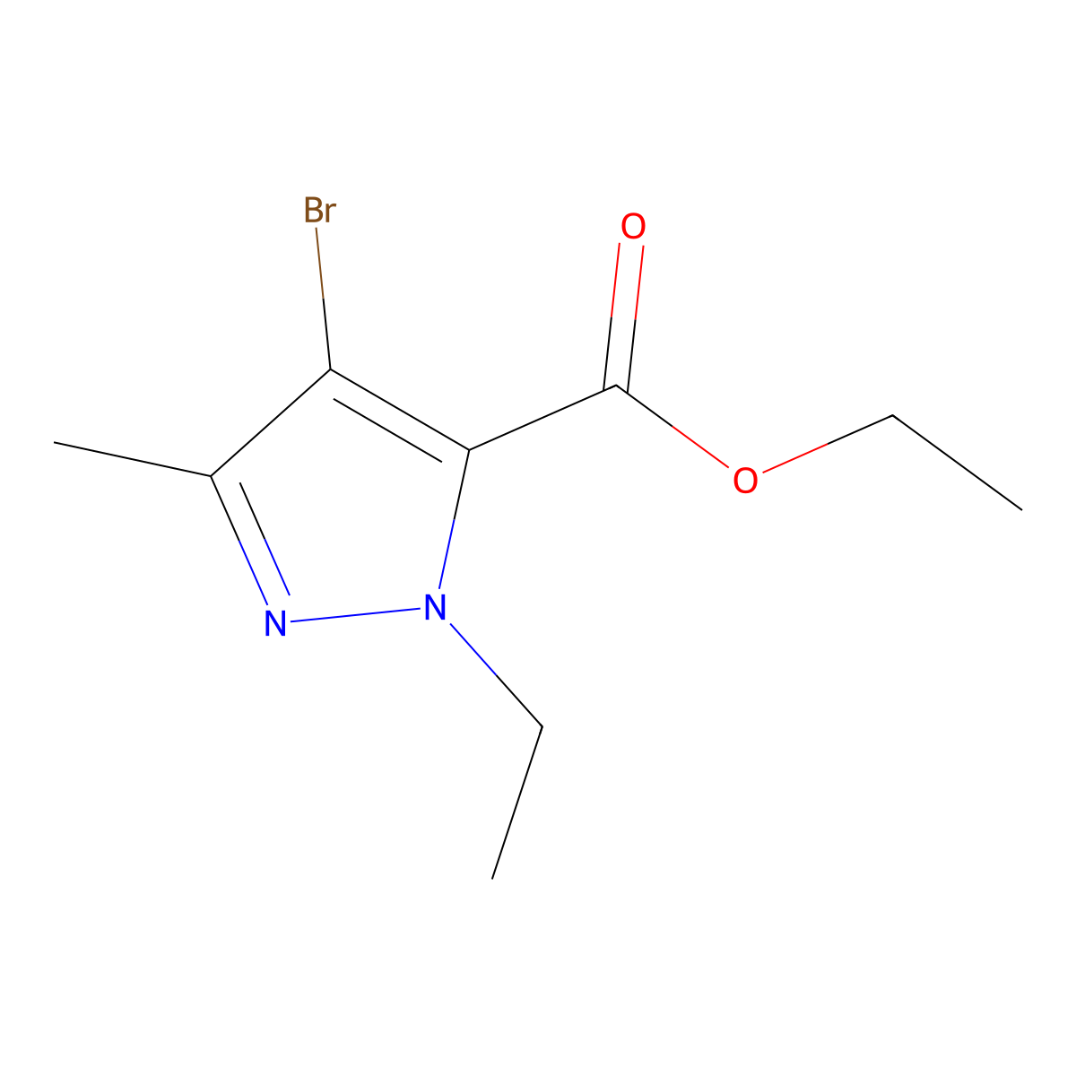 Ethyl 4-bromo-1-ethyl-3-methyl-1H-pyrazole-5-carboxylate molecular structure, CAS 1019010-83-3