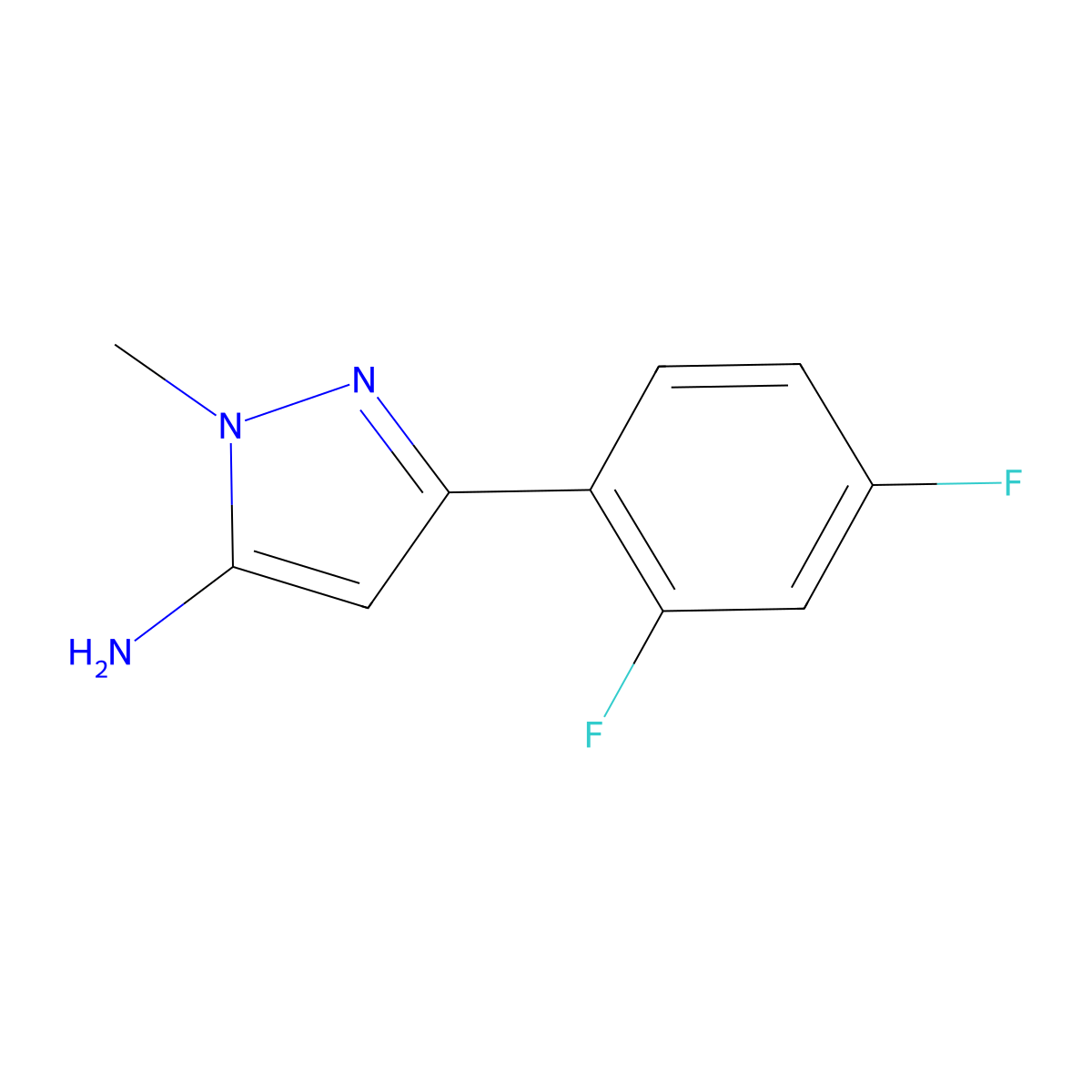 3-(2,4-difluorophenyl)-1-methyl-1H-pyrazol-5-amine molecular structure, CAS 1019011-31-4