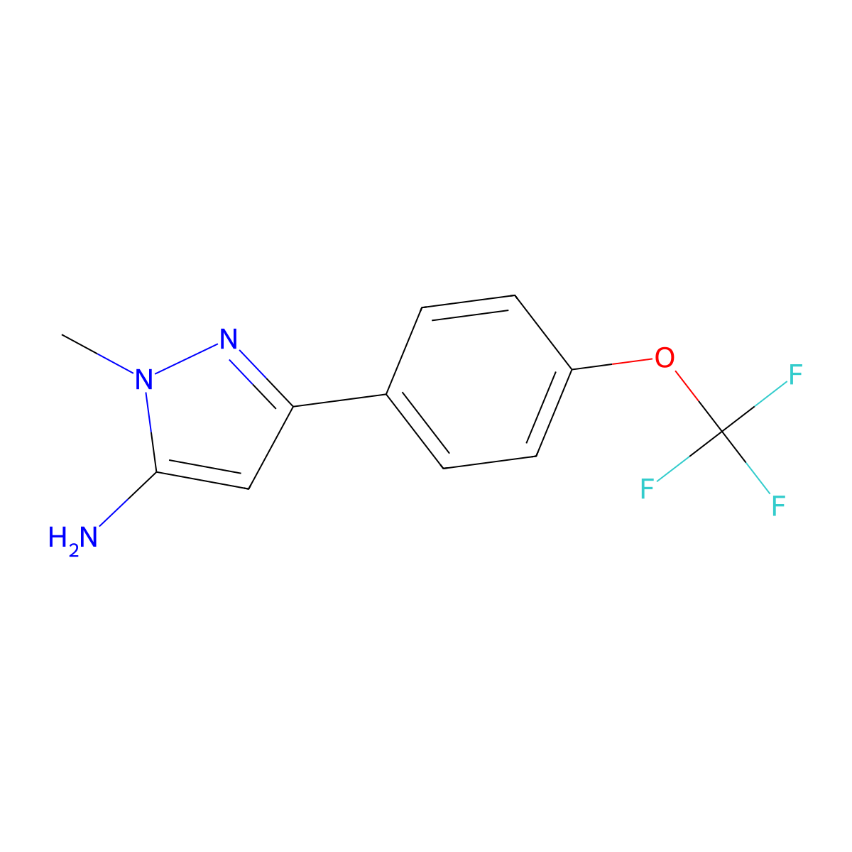 1-methyl-3-[4-(trifluoromethoxy)phenyl]-1H-pyrazol-5-amine molecular structure, CAS 1019011-55-2