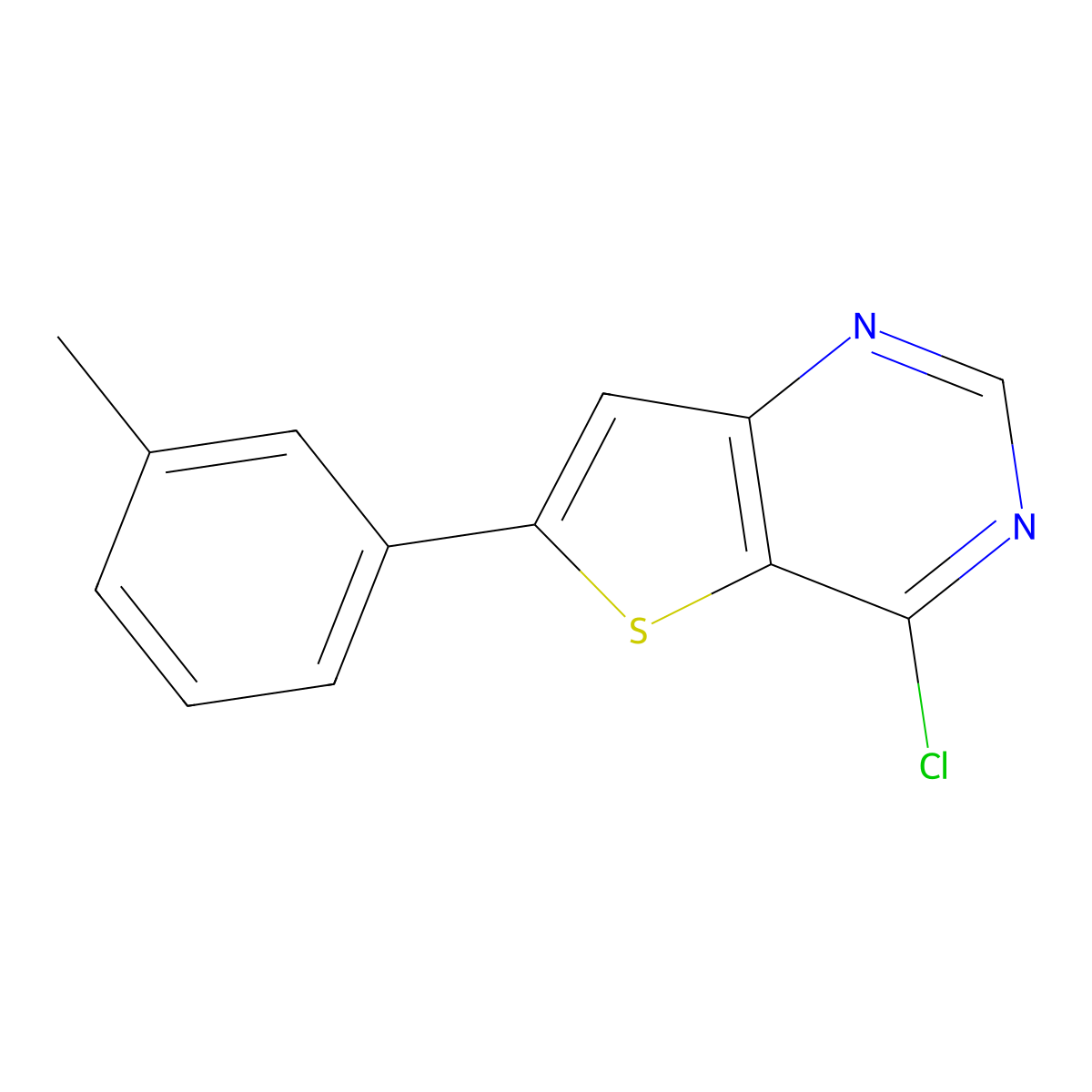 4-Chloro-6-(3-methylphenyl)thieno[3,2-d]pyrimidine molecular structure, CAS 1019011-93-8