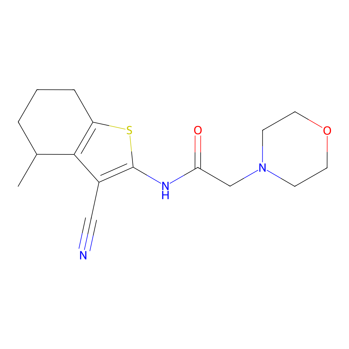 N-(3-cyano-4-methyl-4,5,6,7-tetrahydro-1-benzothien-2-yl)-2-(4-morpholinyl)acetamide molecular structure, CAS 1019011-94-9