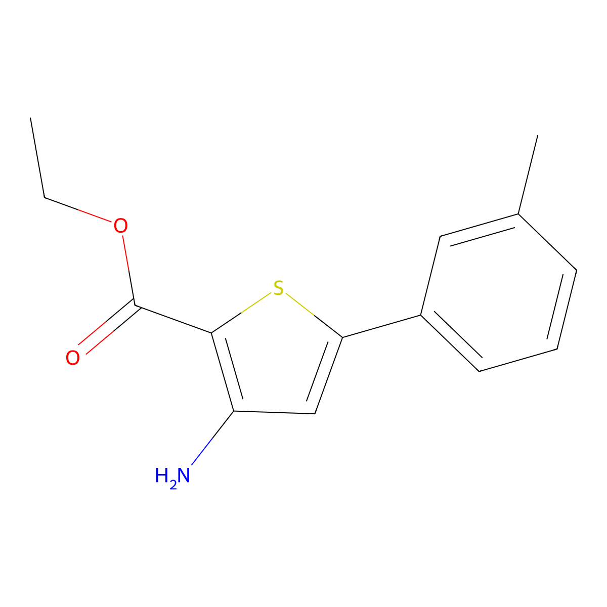 Ethyl 3-amino-5-(3-methylphenyl)thiophene-2-carboxylate molecular structure, CAS 1019012-08-8