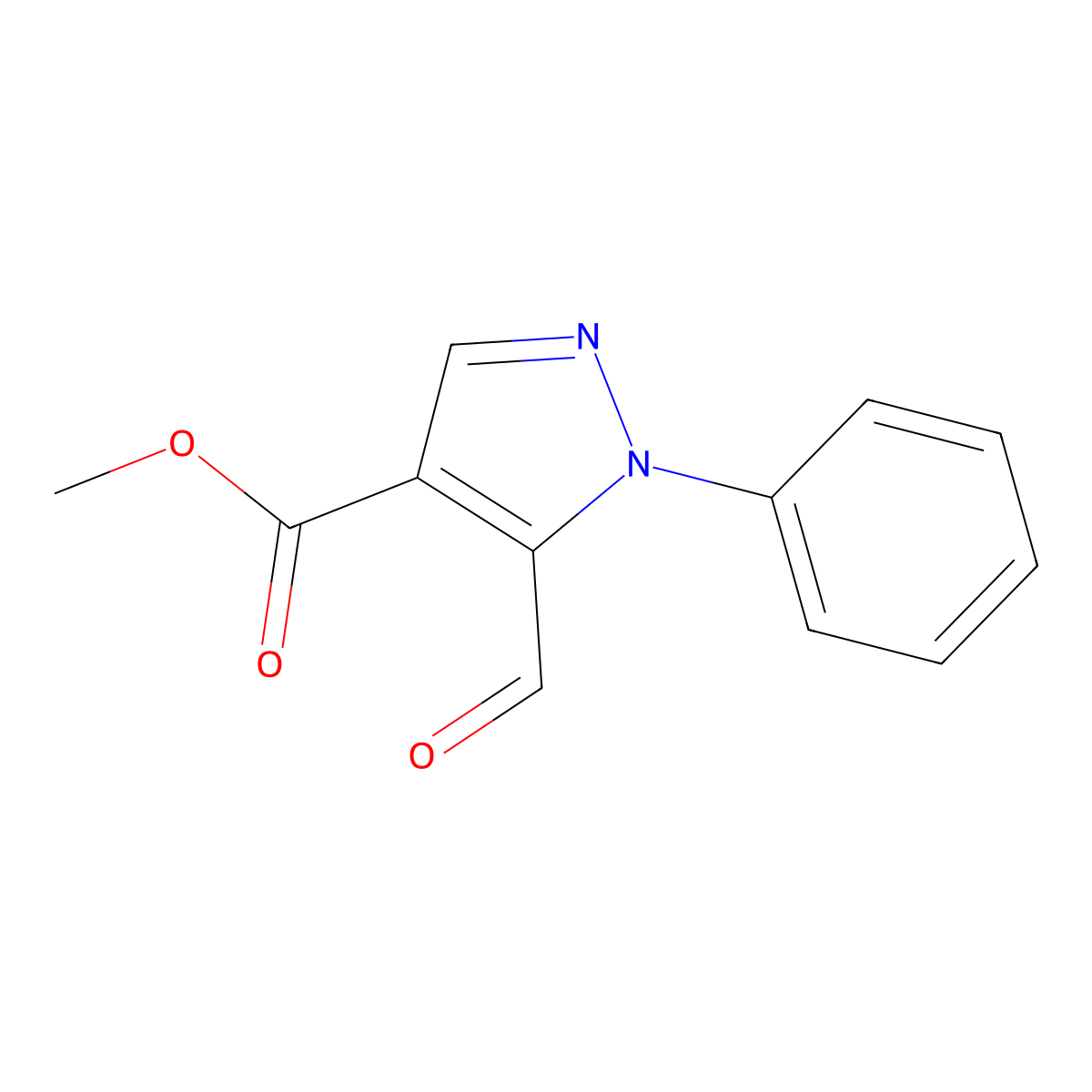5-Formyl-1-phenyl-1H-pyrazole-4-carboxylic acid methyl ester molecular structure, CAS 1019012-13-5
