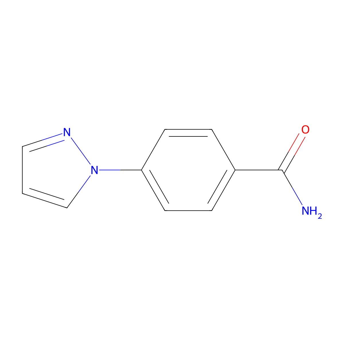 4-(1H-Pyrazol-1-yl)benzamide molecular structure, CAS 1019012-35-1