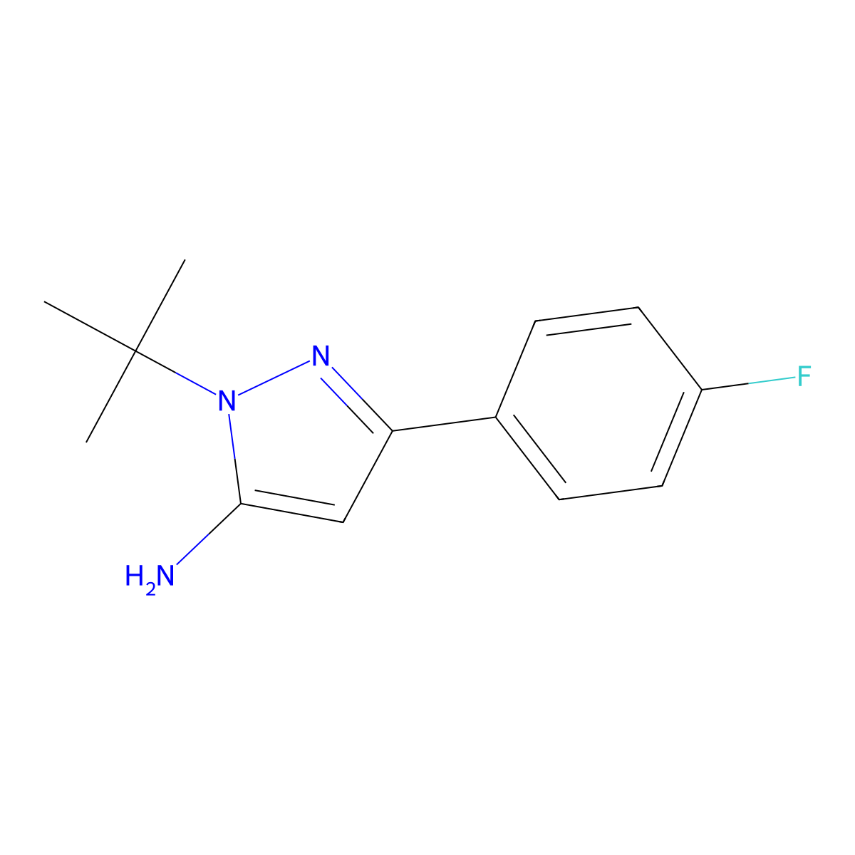 1-tert-butyl-3-(4-fluorophenyl)-1H-pyrazol-5-amine molecular structure, CAS 1019015-56-5