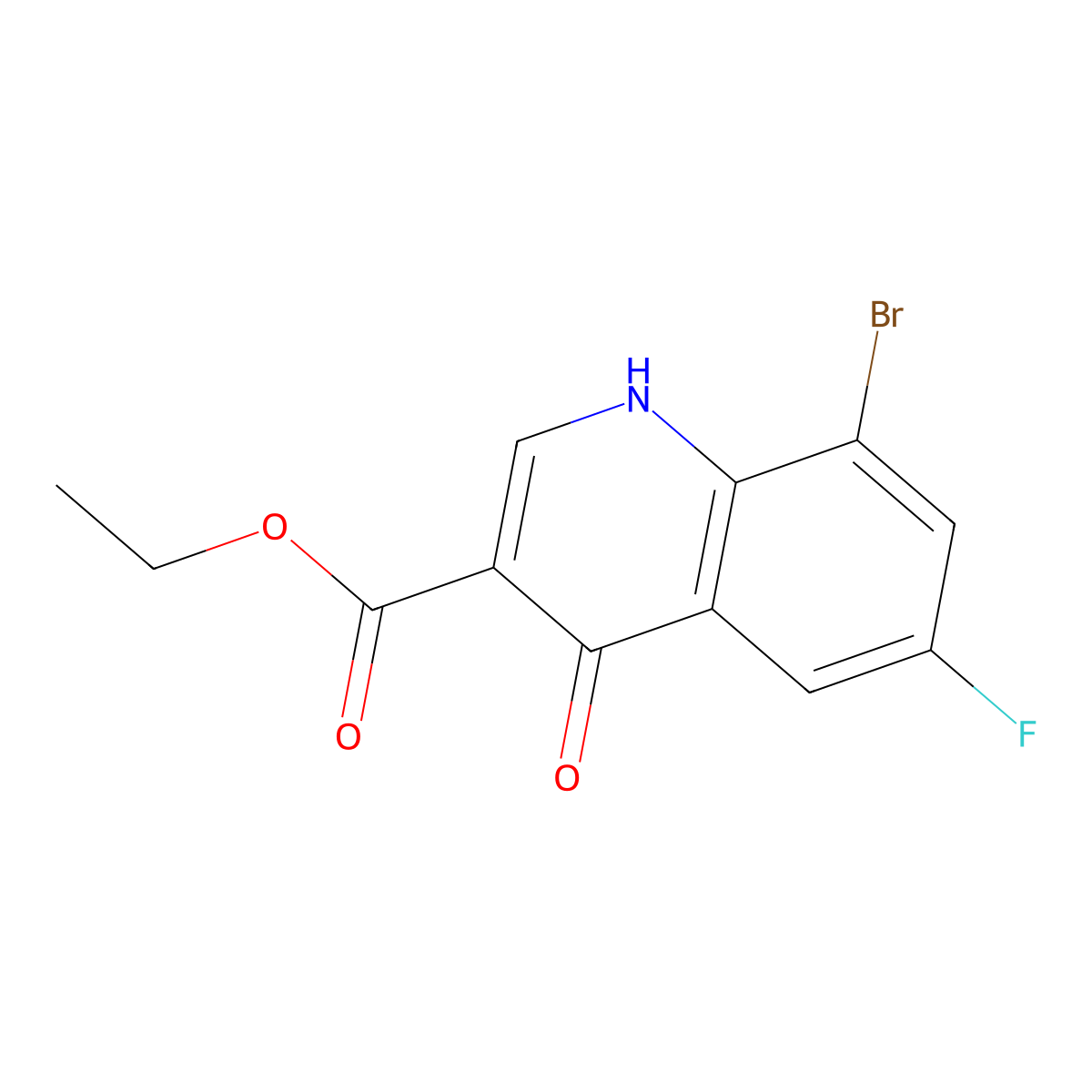 Ethyl 8-bromo-6-fluoro-4-hydroxyquinoline-3-carboxylate molecular structure, CAS 1019015-67-8