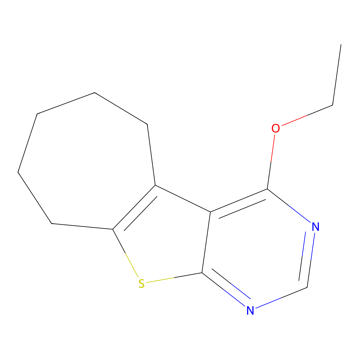 ethyl 6,7,8,9-tetrahydro-5H-cyclohepta[4,5]thieno[2,3-d]pyrimidin-4-yl ether molecular structure, CAS 1019015-76-9