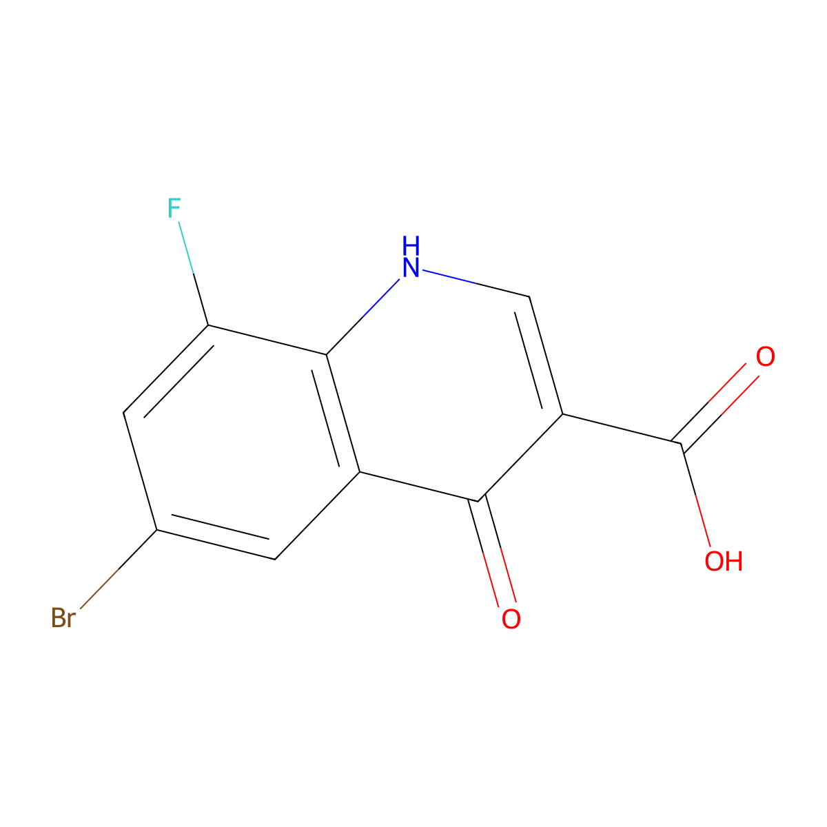 6-Bromo-8-fluoro-4-hydroxyquinoline-3-carboxylic acid molecular structure, CAS 1019016-07-9