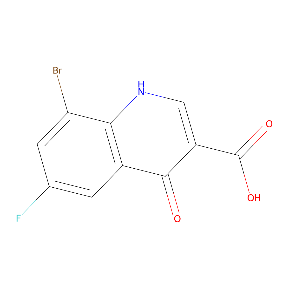 8-Bromo-6-fluoro-4-hydroxyquinoline-3-carboxylic acid molecular structure, CAS 1019016-15-9
