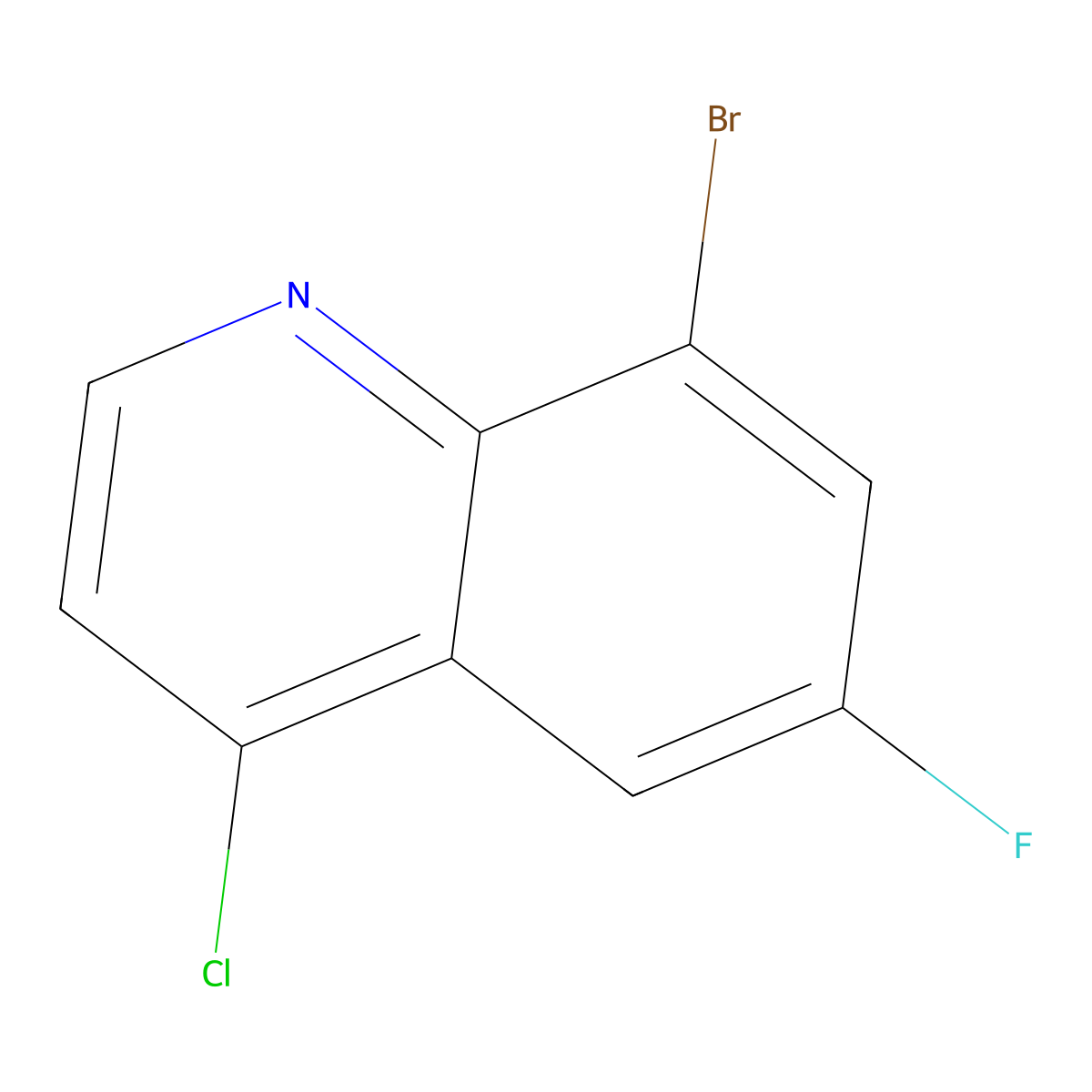 8-Bromo-4-chloro-6-fluoroquinoline molecular structure, CAS 1019016-73-9