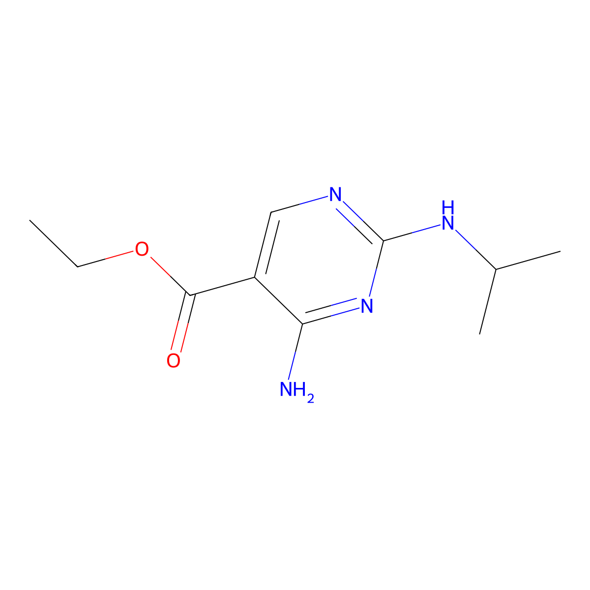 Ethyl 4-amino-2-(isopropylamino)-5-pyrimidinecarboxylate molecular structure, CAS 1019017-58-3