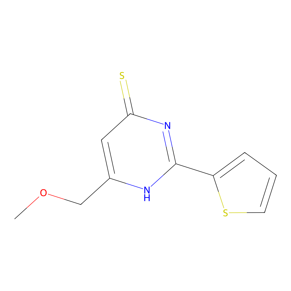 6-(Methoxymethyl)-2-(thiophen-2-yl)pyrimidine-4-thiol molecular structure, CAS 1019018-36-0