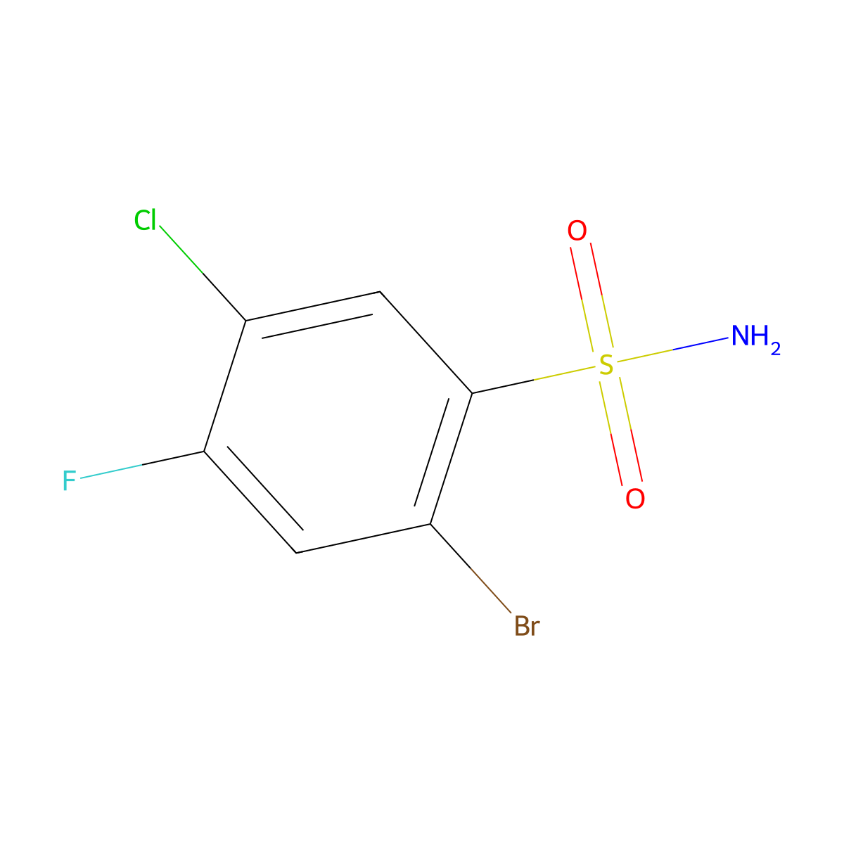 2-Bromo-5-chloro-4-fluorobenzenesulfonamide molecular structure, CAS 1019018-92-8