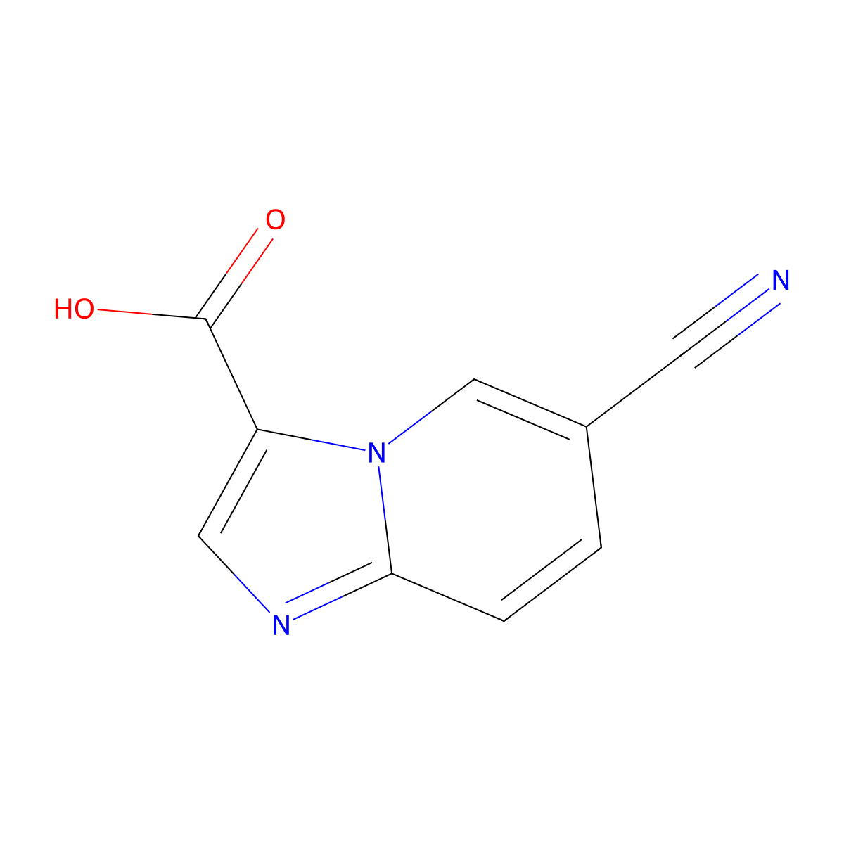 6-Cyanoimidazo(1,2-a)pyridine-3-carboxylic acid molecular structure, CAS 1019021-71-6