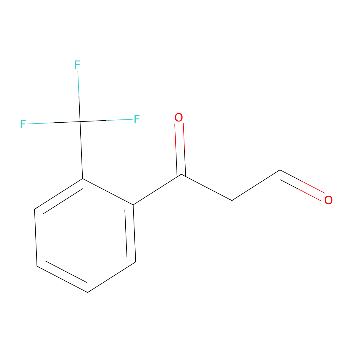 3-Oxo-3-[2-(trifluoromethyl)phenyl]propanal molecular structure, CAS 1019029-43-6