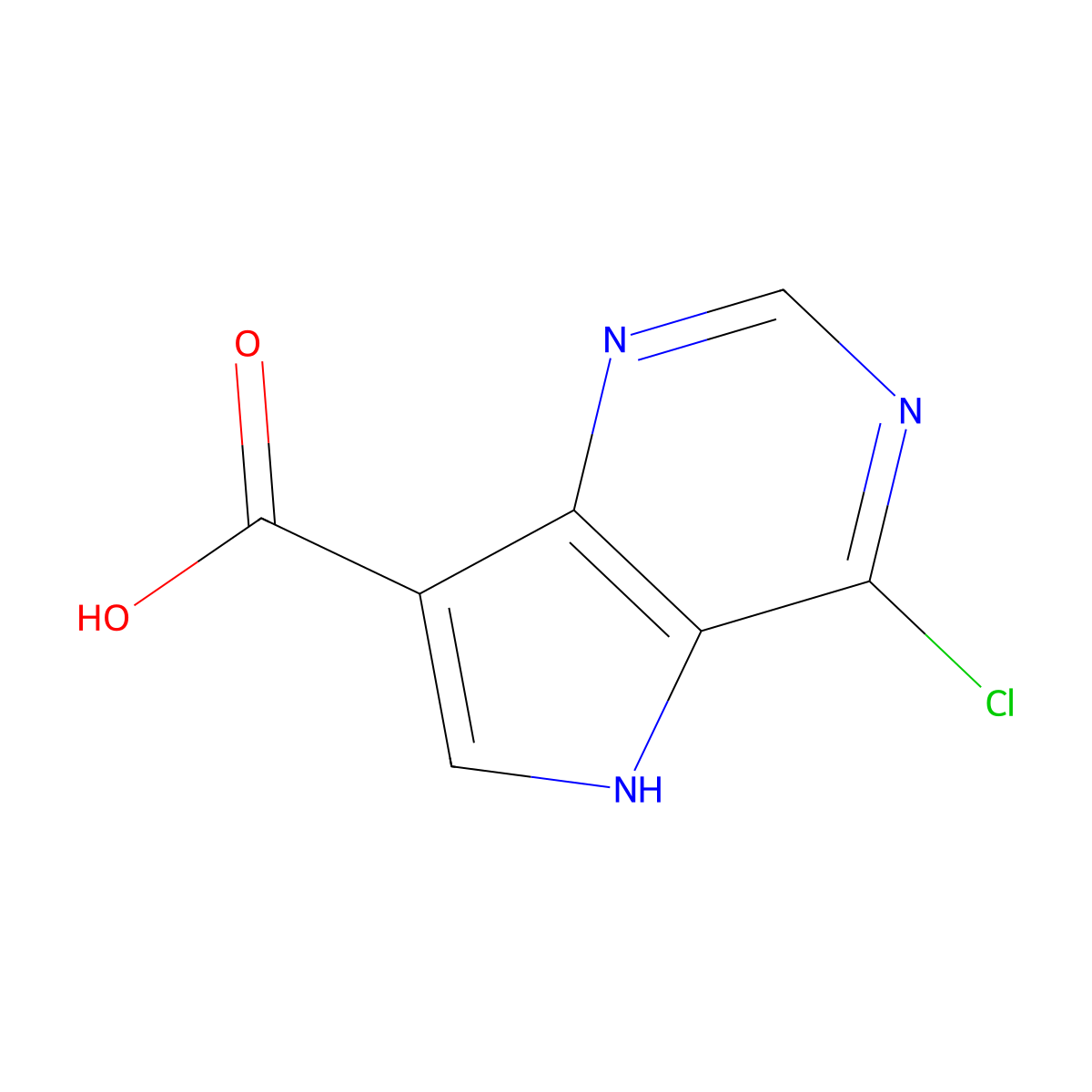 4-chloro-5H-pyrrolo[3,2-d]pyrimidine-7-carboxylic acid molecular structure, CAS 1019056-31-5