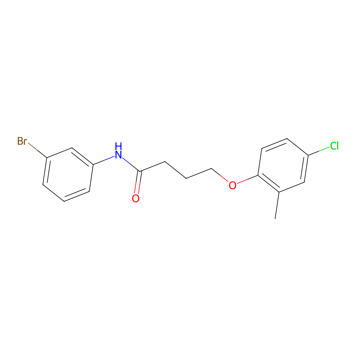 N-(3-bromophenyl)-4-(4-chloro-2-methylphenoxy)butanamide molecular structure, CAS 101906-67-6