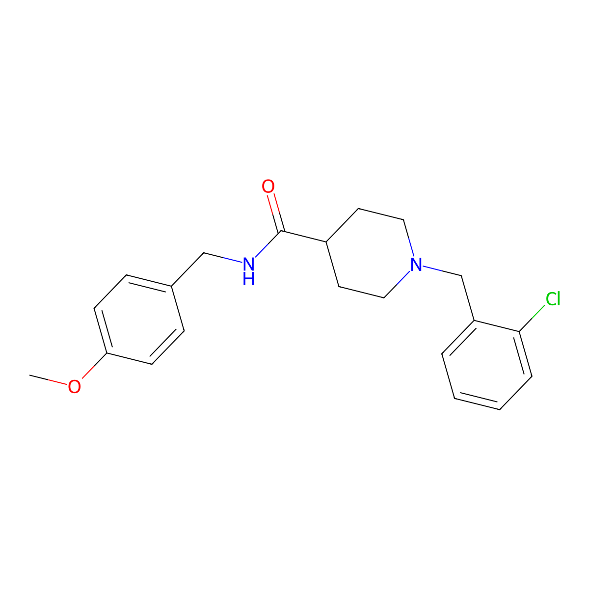 1-(2-chlorobenzyl)-N-(4-methoxybenzyl)piperidine-4-carboxamide molecular structure, CAS 1019060-86-6