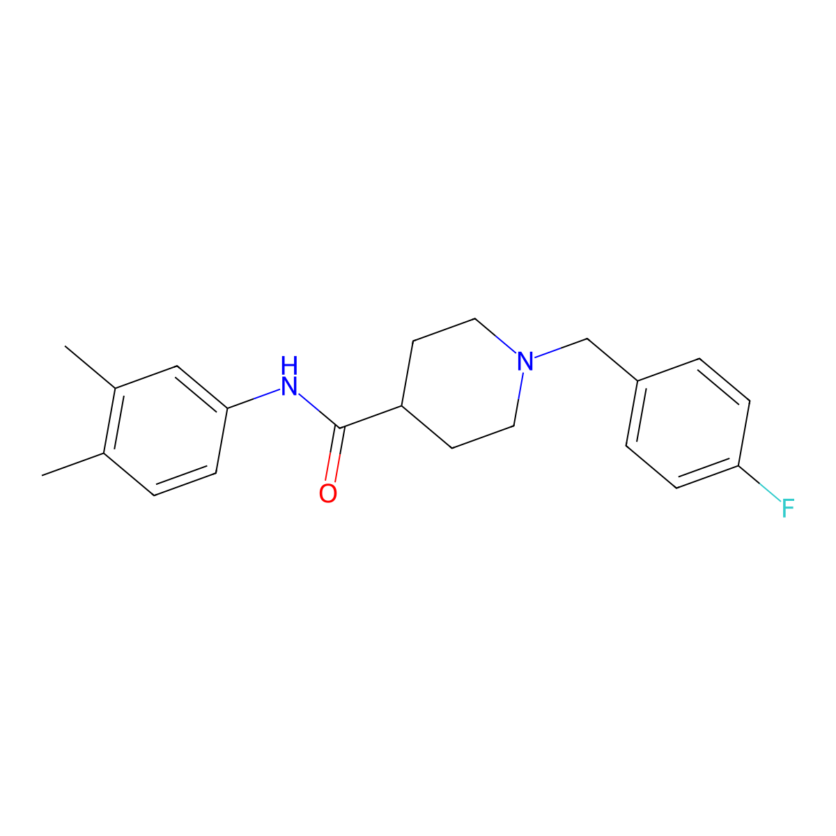 N-(3,4-dimethylphenyl)-1-(4-fluorobenzyl)piperidine-4-carboxamide molecular structure, CAS 1019060-89-9