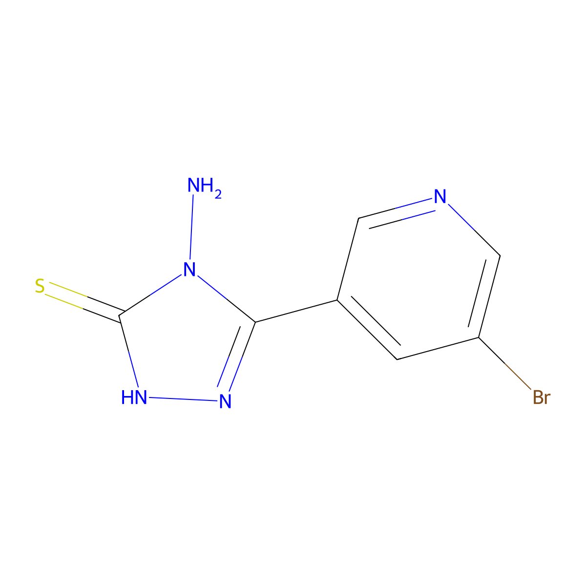 4-amino-5-(5-bromopyridin-3-yl)-4H-1,2,4-triazole-3-thiol molecular structure, CAS 1019061-93-8