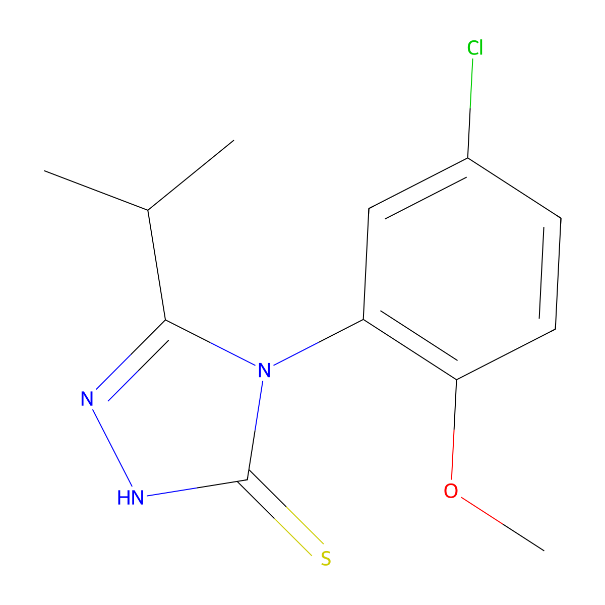 4-(5-chloro-2-methoxyphenyl)-5-(propan-2-yl)-2,4-dihydro-3H-1,2,4-triazole-3-thione molecular structure, CAS 1019061-94-9