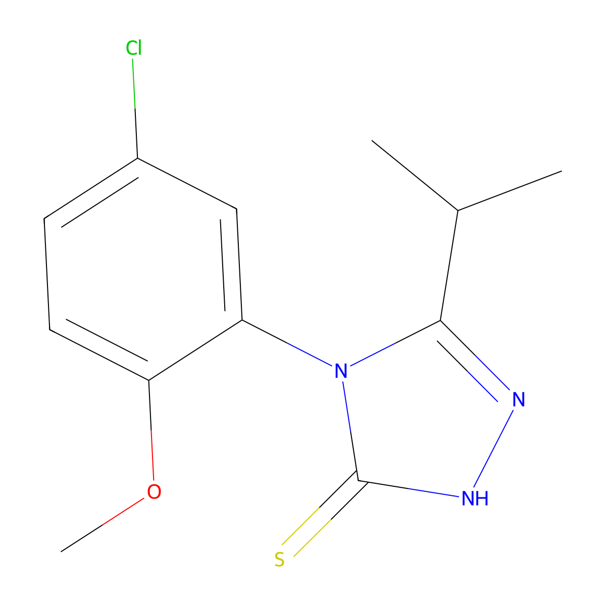 4-(5-chloro-2-methoxyphenyl)-5-(propan-2-yl)-2,4-dihydro-3H-1,2,4-triazole-3-thione molecular structure, CAS 1019061-94-9