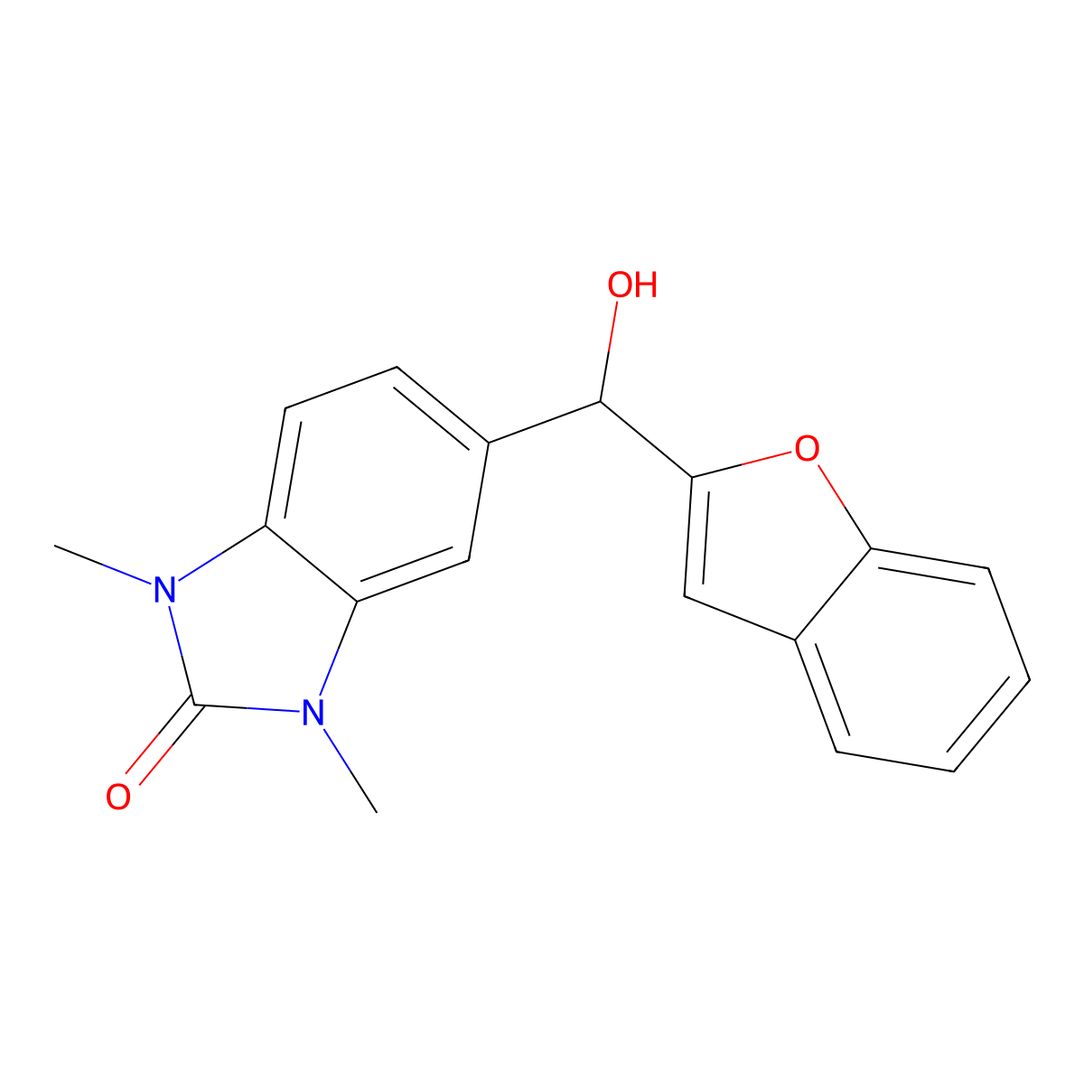 5-[1-benzofuran-2-yl(hydroxy)methyl]-1,3-dimethyl-1,3-dihydro-2H-benzimidazol-2-one molecular structure, CAS 1019062-28-2