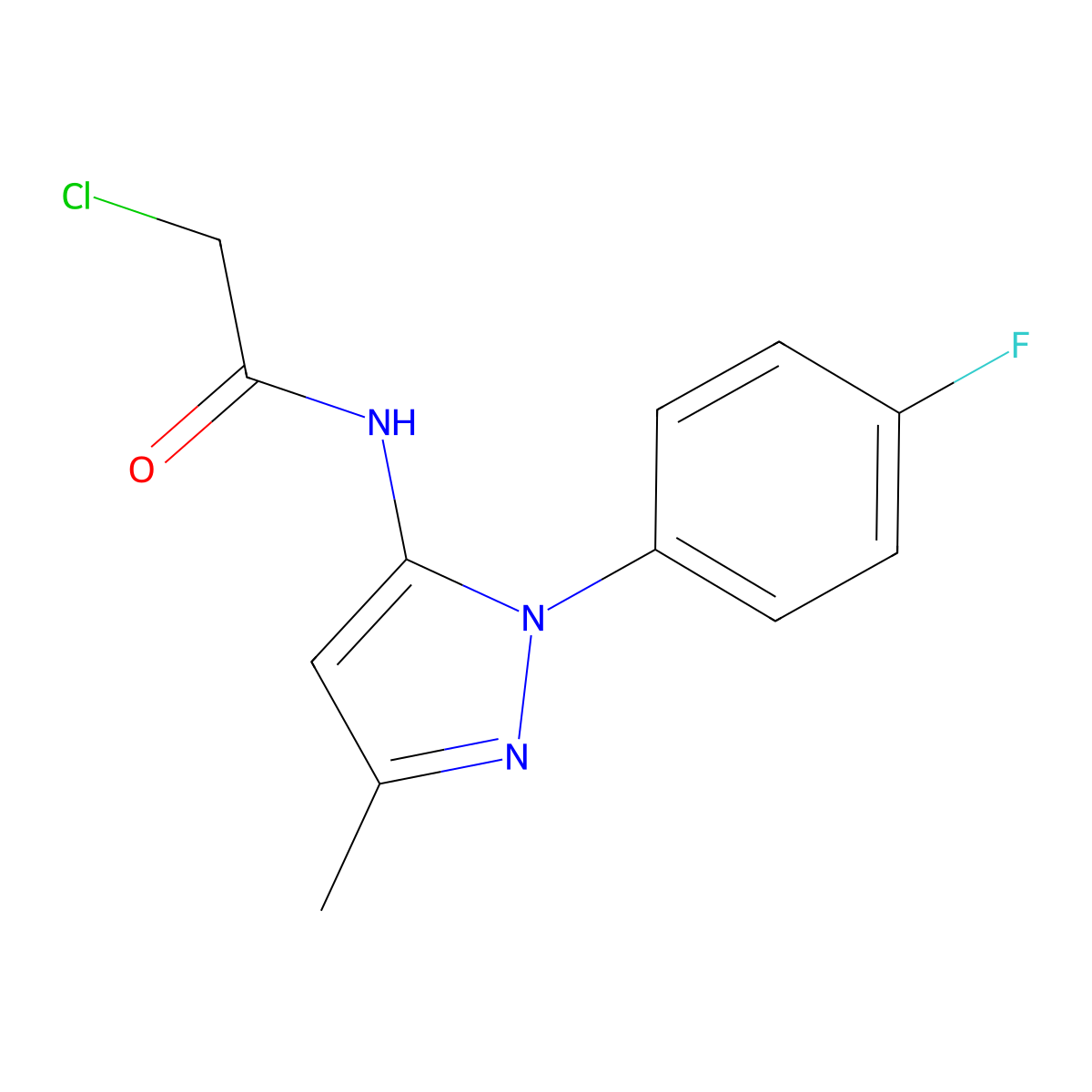 2-chloro-N-[1-(4-fluorophenyl)-3-methyl-1H-pyrazol-5-yl]acetamide molecular structure, CAS 1019067-51-6