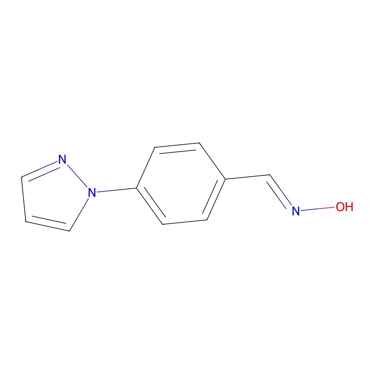 N-{[4-(1H-pyrazol-1-yl)phenyl]methylidene}hydroxylamine molecular structure, CAS 1019070-96-2