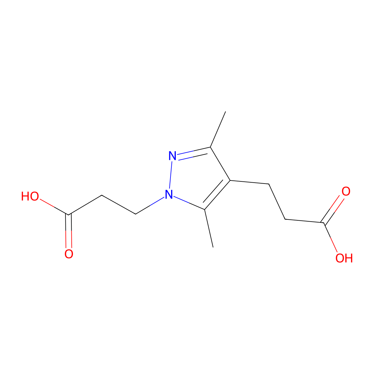 3-[4-(2-carboxyethyl)-3,5-dimethyl-1H-pyrazol-1-yl]propanoic acid molecular structure, CAS 1019071-94-3