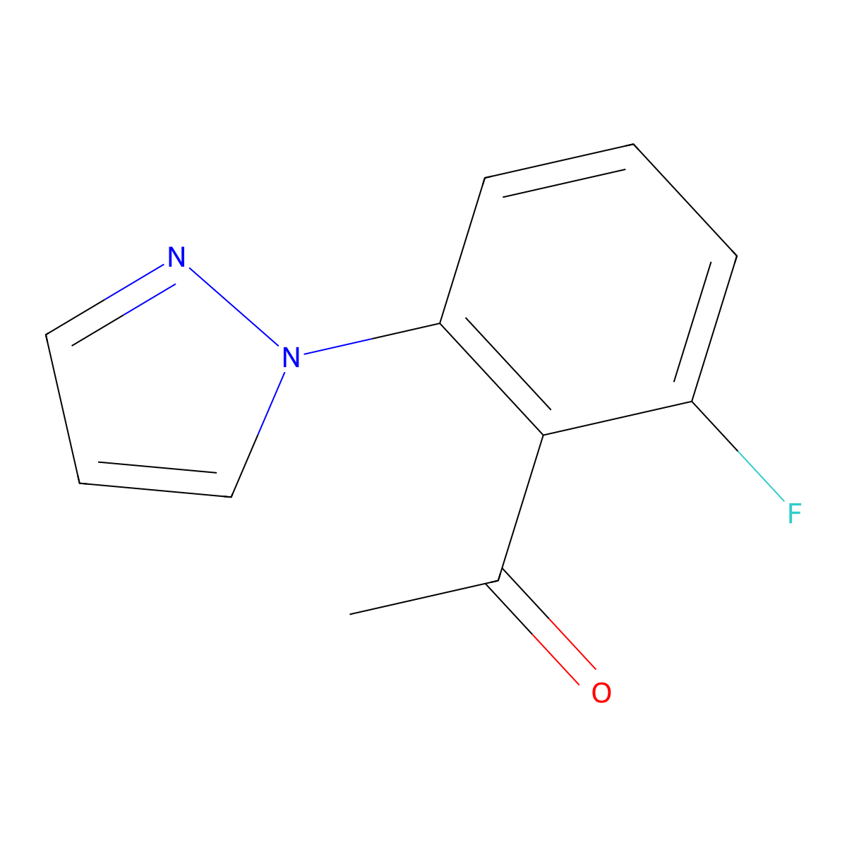 1-(2-fluoro-6-(1H-pyrazol-1-yl)phenyl)ethan-1-one molecular structure, CAS 1019073-03-0
