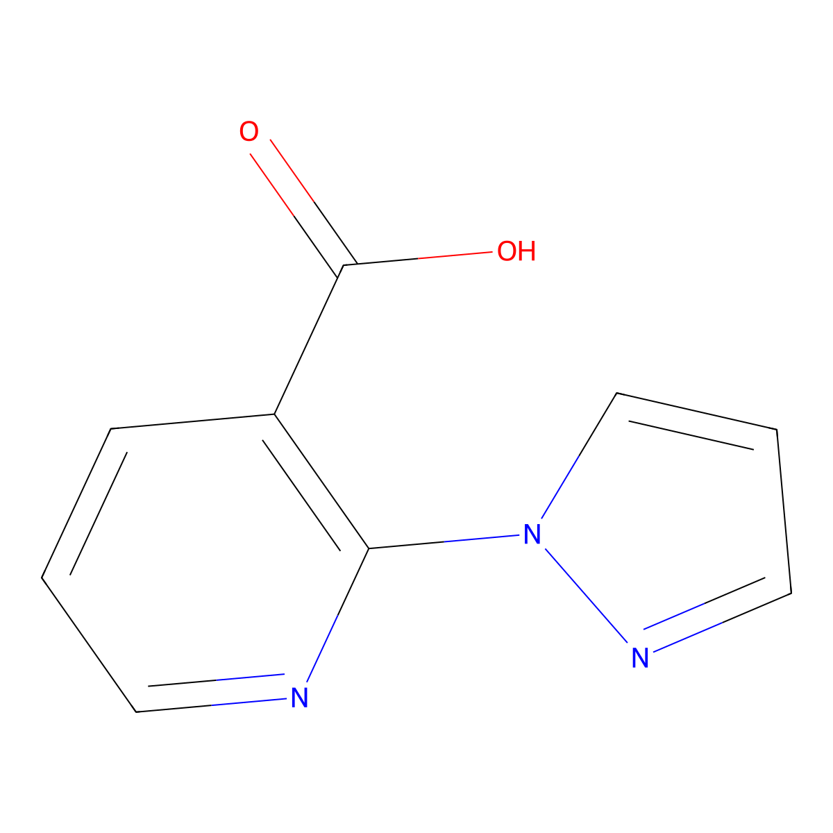 2-(1H-pyrazol-1-yl)pyridine-3-carboxylic acid molecular structure, CAS 1019075-47-8