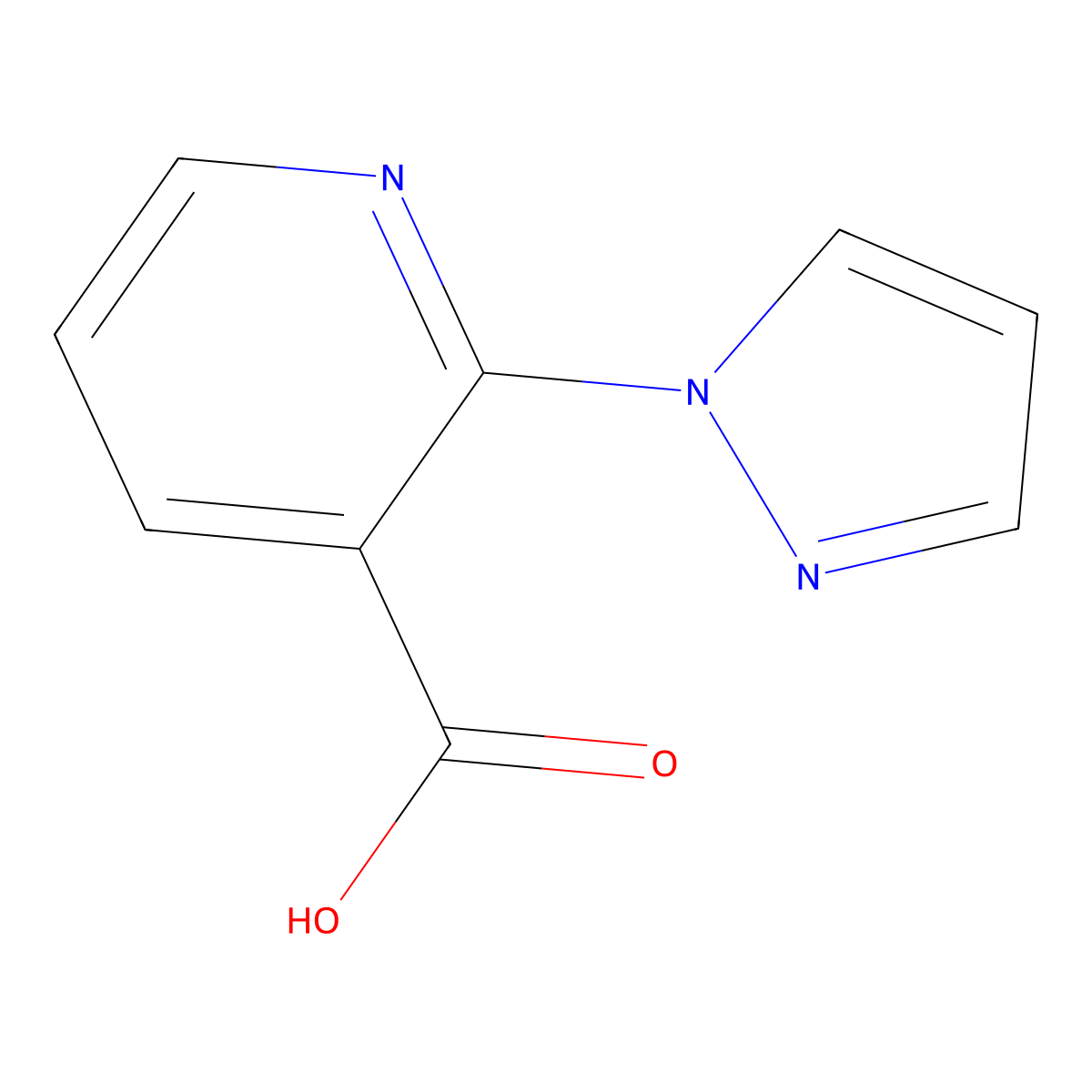 2-(1H-pyrazol-1-yl)pyridine-3-carboxylic acid molecular structure, CAS 1019075-47-8