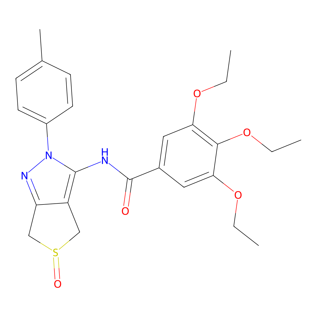 3,4,5-triethoxy-N-[2-(4-methylphenyl)-5-oxo-4,6-dihydrothieno[3,4-c]pyrazol-3-yl]benzamide molecular structure, CAS 1019094-81-5
