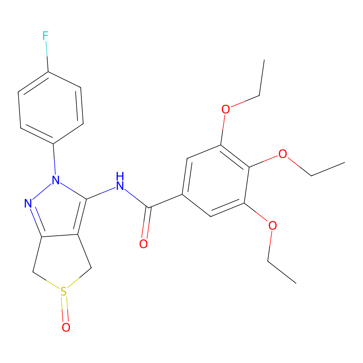 3,4,5-triethoxy-N-[2-(4-fluorophenyl)-5-oxo-4,6-dihydrothieno[3,4-c]pyrazol-3-yl]benzamide molecular structure, CAS 1019094-86-0