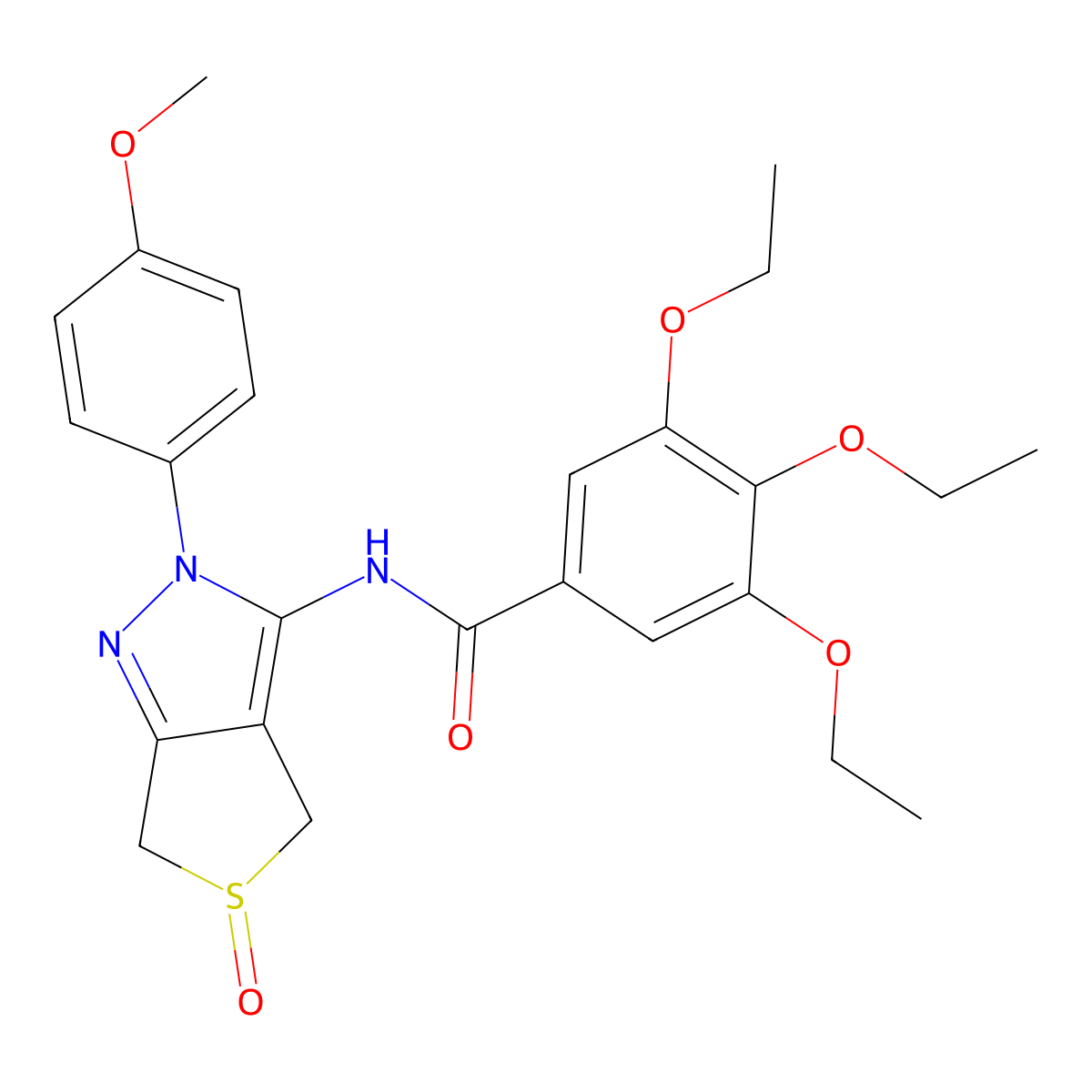 3,4,5-triethoxy-N-[2-(4-methoxyphenyl)-5-oxo-4,6-dihydrothieno[3,4-c]pyrazol-3-yl]benzamide molecular structure, CAS 1019094-88-2