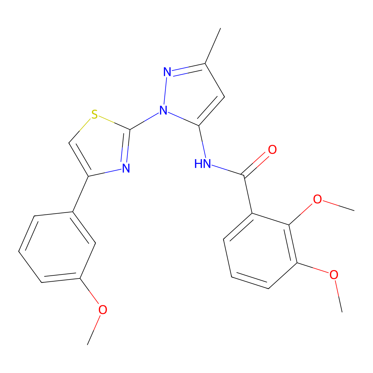 2,3-dimethoxy-N-(1-(4-(3-methoxyphenyl)thiazol-2-yl)-3-methyl-1H-pyrazol-5-yl)benzamide molecular structure, CAS 1019095-12-5