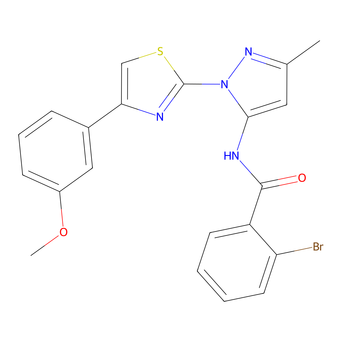 2-bromo-N-(1-(4-(3-methoxyphenyl)thiazol-2-yl)-3-methyl-1H-pyrazol-5-yl)benzamide molecular structure, CAS 1019095-18-1