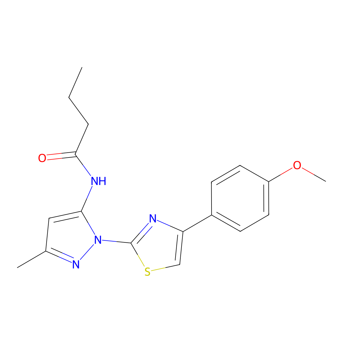 N-{1-[4-(4-methoxyphenyl)-1,3-thiazol-2-yl]-3-methyl-1H-pyrazol-5-yl}butanamide molecular structure, CAS 1019095-46-5