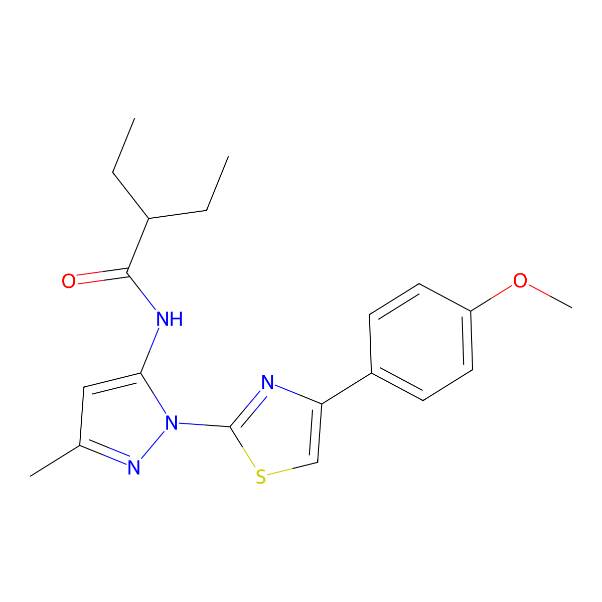 2-ethyl-N-{1-[4-(4-methoxyphenyl)-1,3-thiazol-2-yl]-3-methyl-1H-pyrazol-5-yl}butanamide molecular structure, CAS 1019095-47-6
