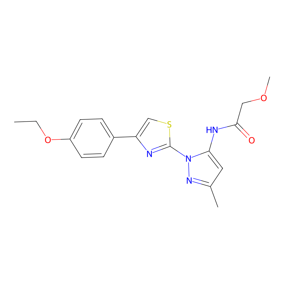 N-{1-[4-(4-ethoxyphenyl)-1,3-thiazol-2-yl]-3-methyl-1H-pyrazol-5-yl}-2-methoxyacetamide molecular structure, CAS 1019095-57-8