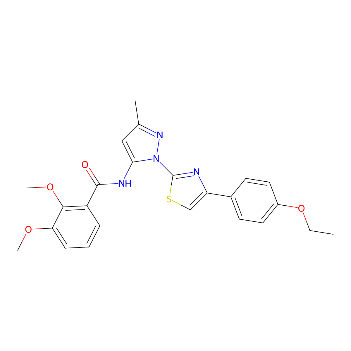 N-(1-(4-(4-ethoxyphenyl)thiazol-2-yl)-3-methyl-1H-pyrazol-5-yl)-2,3-dimethoxybenzamide molecular structure, CAS 1019095-60-3