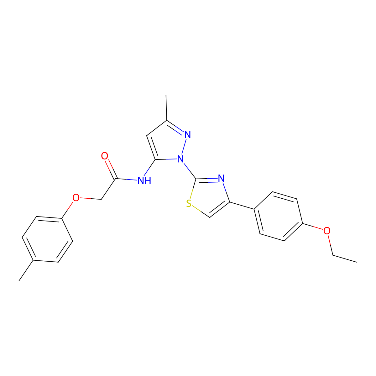 N-(1-(4-(4-ethoxyphenyl)thiazol-2-yl)-3-methyl-1H-pyrazol-5-yl)-2-(p-tolyloxy)acetamide molecular structure, CAS 1019095-67-0