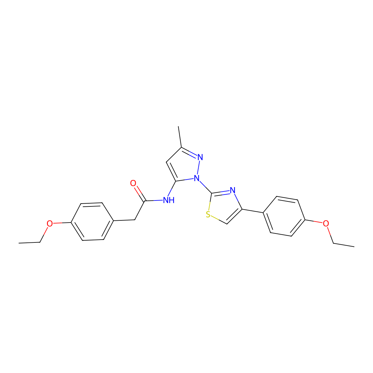 2-(4-ethoxyphenyl)-N-(1-(4-(4-ethoxyphenyl)thiazol-2-yl)-3-methyl-1H-pyrazol-5-yl)acetamide molecular structure, CAS 1019095-70-5
