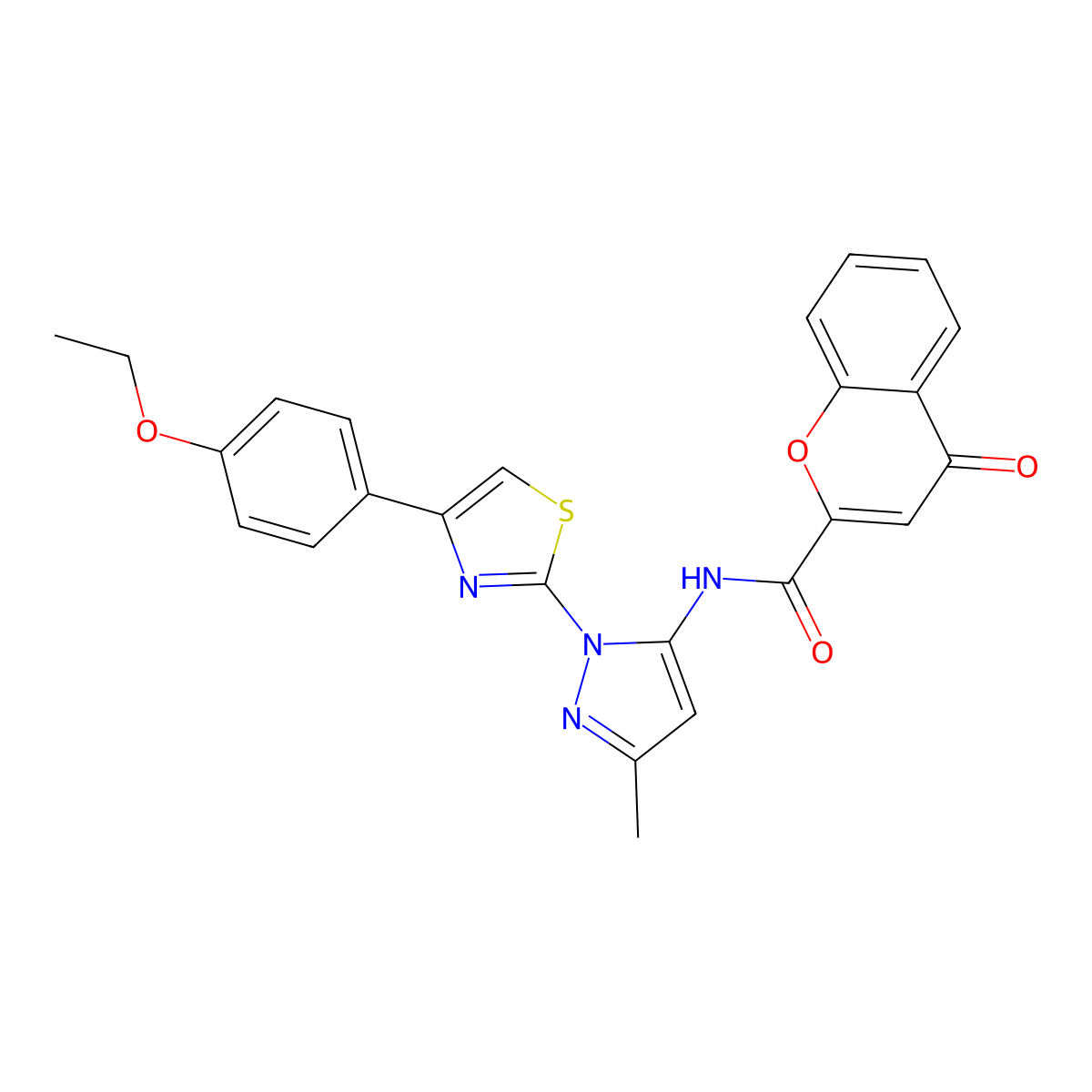 N-(1-(4-(4-ethoxyphenyl)thiazol-2-yl)-3-methyl-1H-pyrazol-5-yl)-4-oxo-4H-chromene-2-carboxamide molecular structure, CAS 1019095-87-4