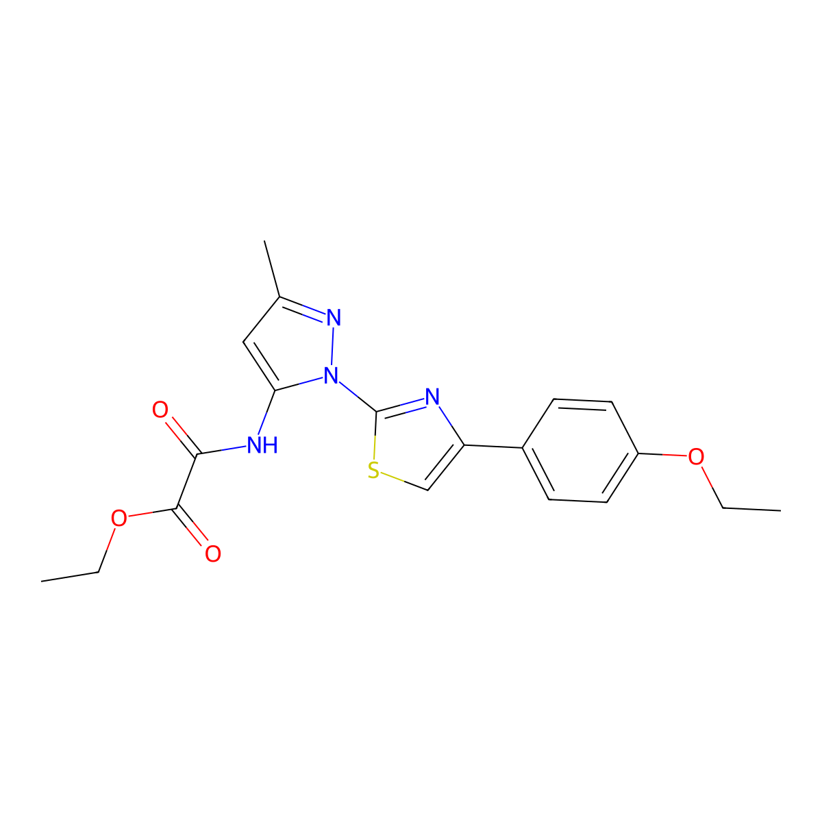 ethyl 2-((1-(4-(4-ethoxyphenyl)thiazol-2-yl)-3-methyl-1H-pyrazol-5-yl)amino)-2-oxoacetate molecular structure, CAS 1019095-90-9