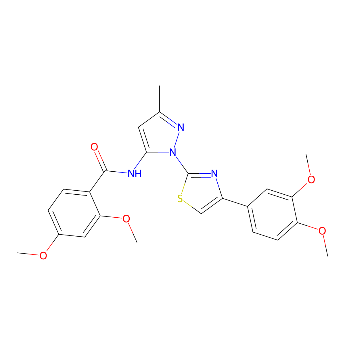 N-(1-(4-(3,4-dimethoxyphenyl)thiazol-2-yl)-3-methyl-1H-pyrazol-5-yl)-2,4-dimethoxybenzamide molecular structure, CAS 1019096-13-9