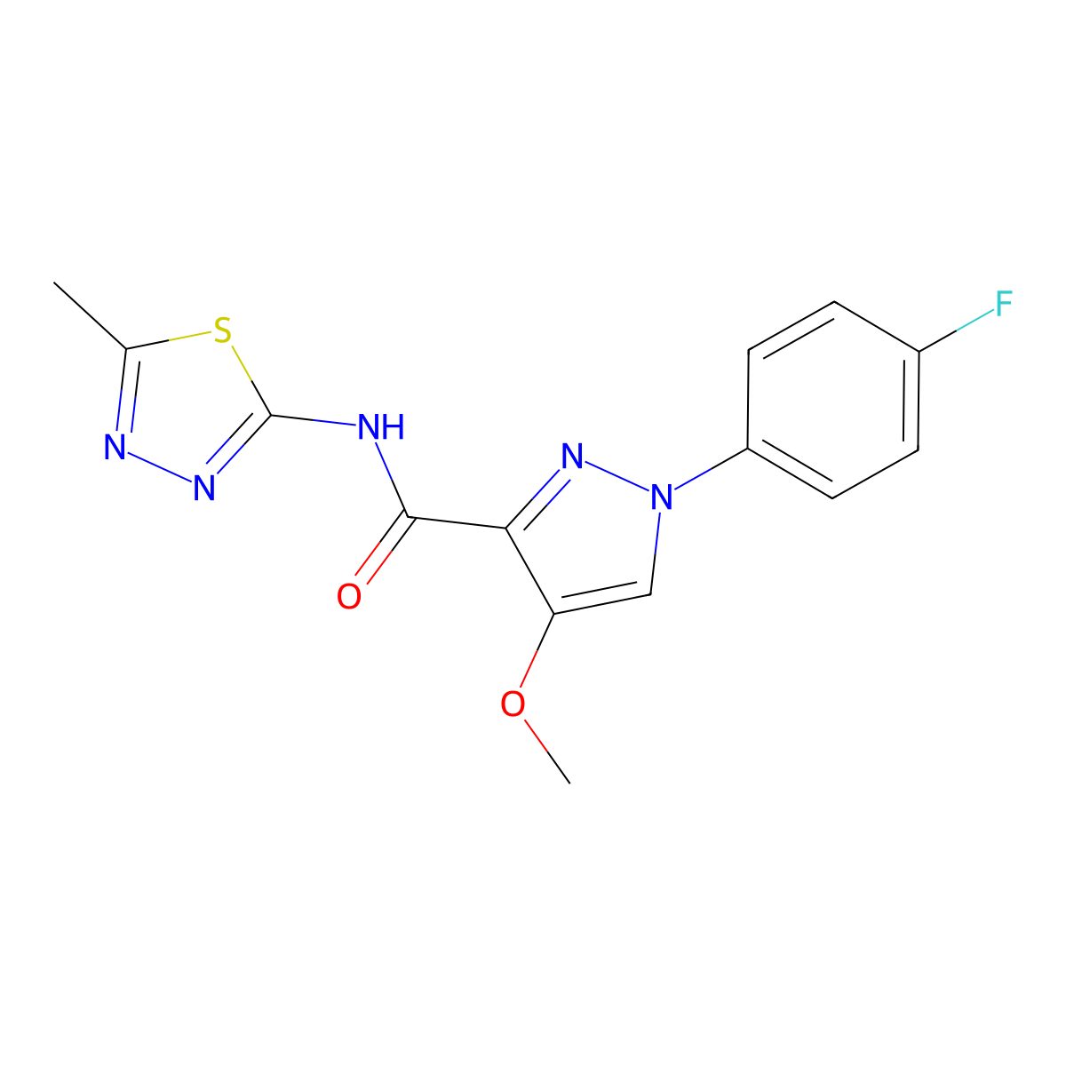 1-(4-fluorophenyl)-4-methoxy-N-(5-methyl-1,3,4-thiadiazol-2-yl)-1H-pyrazole-3-carboxamide molecular structure, CAS 1019096-49-1