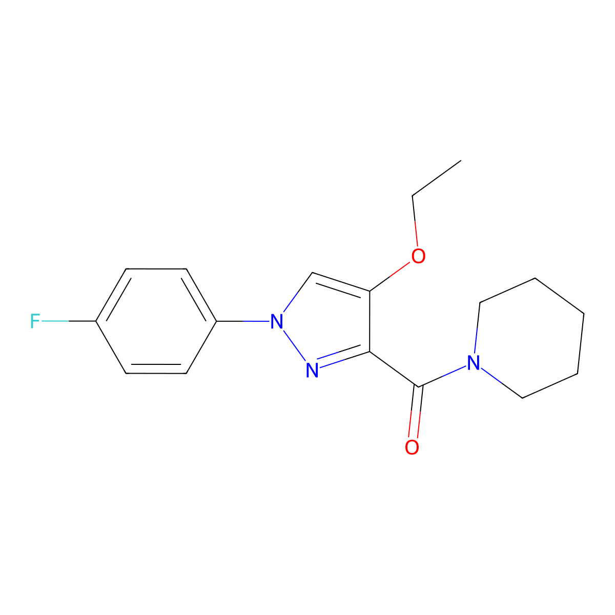1-[4-ethoxy-1-(4-fluorophenyl)-1H-pyrazole-3-carbonyl]piperidine molecular structure, CAS 1019096-55-9